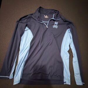 Psycho Bunny - Black and Light Blue Quarter-Zip Pullover